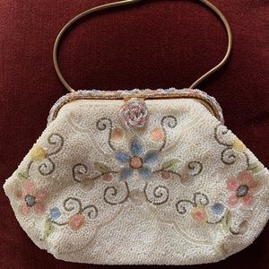 Vintage Hand Made French Beaded Evening Bag